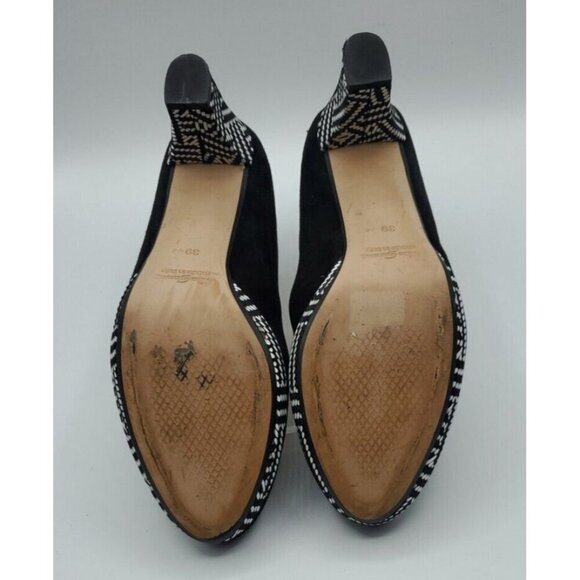 Linea Raffaella Black Suede Geo Designed Heels Pump VERA GOMMA SZ 39.5/8.5 Italy - Picture 13 of 14